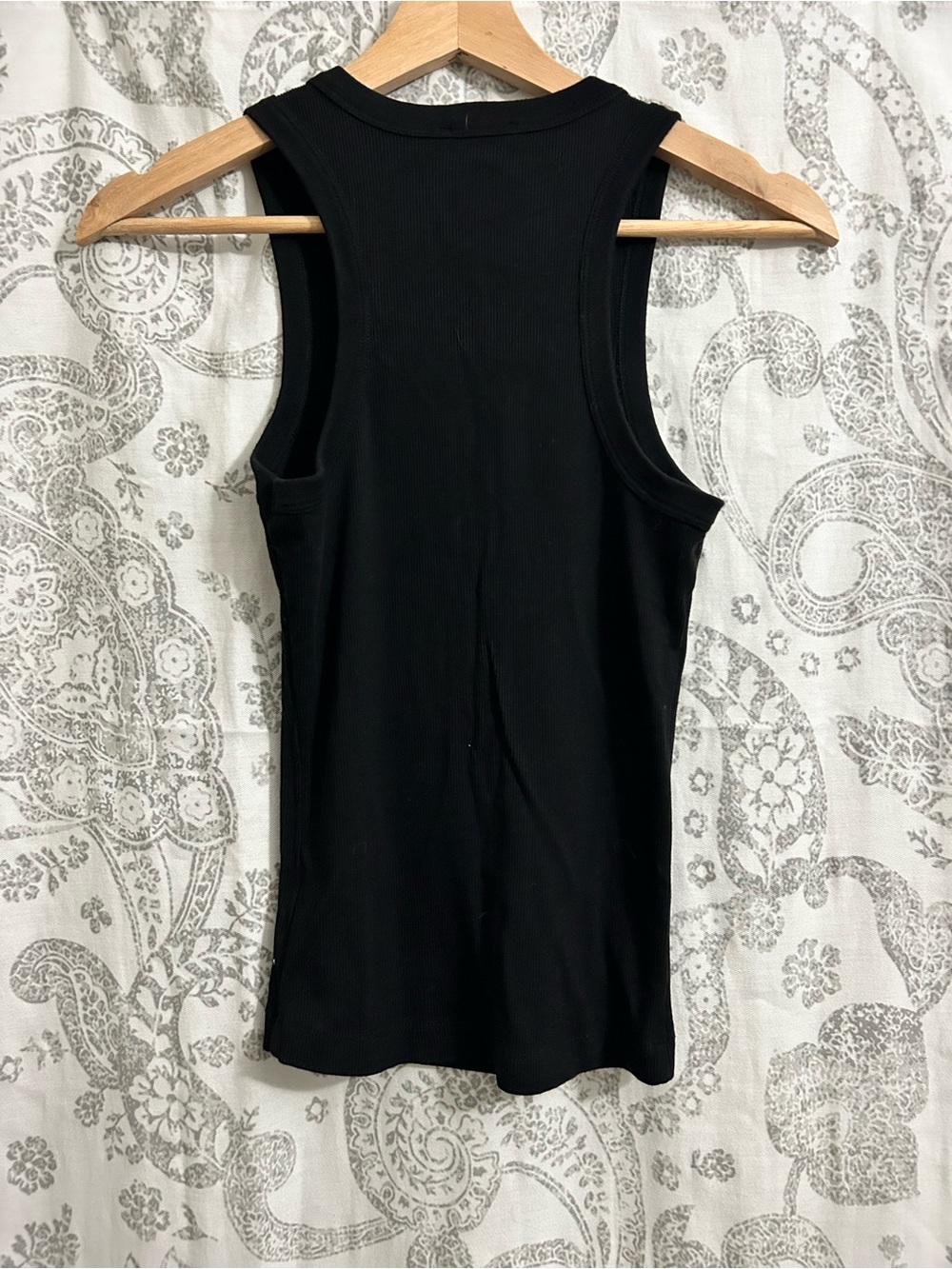 Black Ribbed Racerback Tank- Full Length - Picture 2 of 3